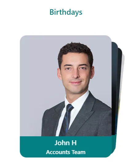 Enterprise SharePoint Intranet Date Announcement Slider - Employee Recognition UI