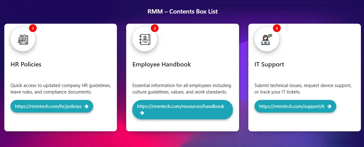 Custom SharePoint Content Box Web Part - Enterprise Intranet Text & Info Layout
