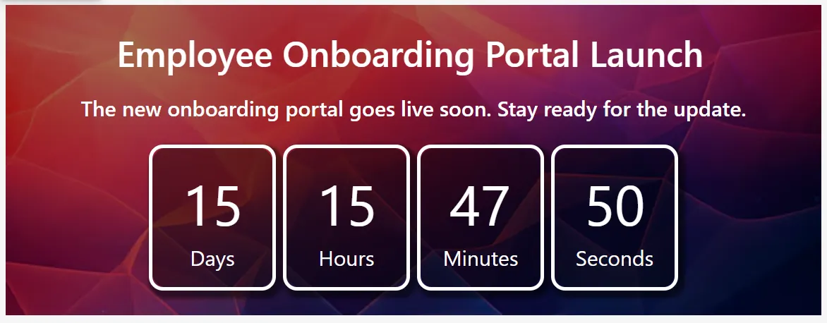 Sharepoint intranet development - Countdown Timer Component web parts