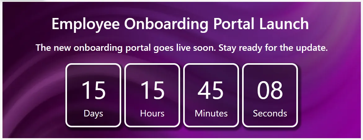 Enterprise SharePoint Intranet Countdown Widget - Product Launch & Internal Campaign Timer