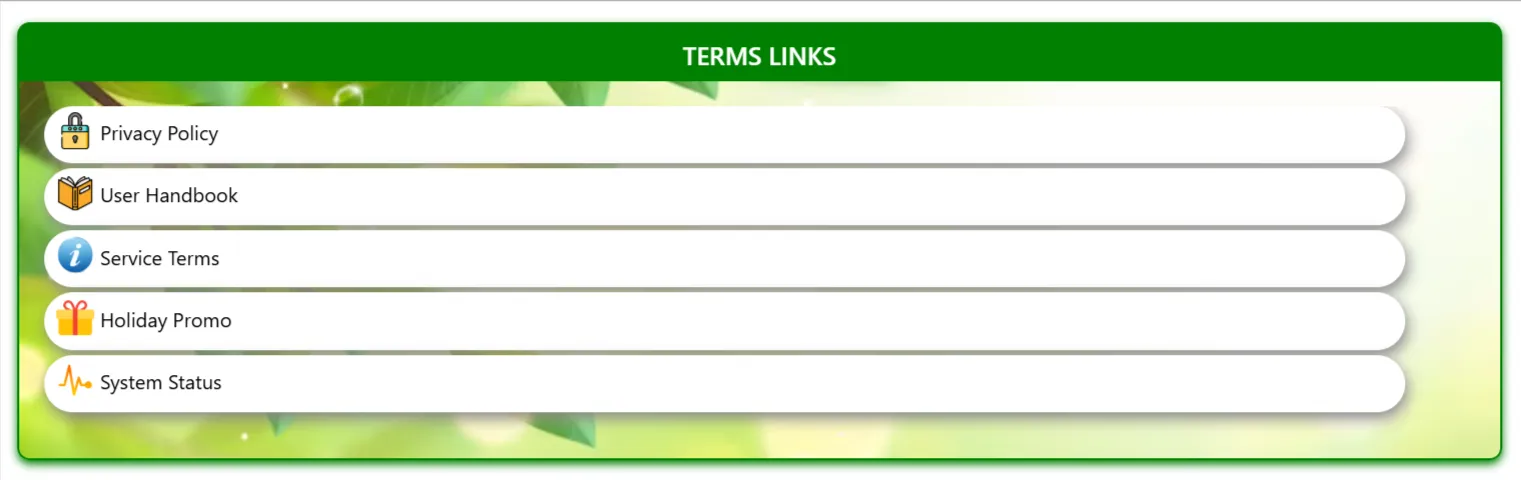 SharePoint Model Terms Box showing searchable compliance policies and legal terms catalog grid