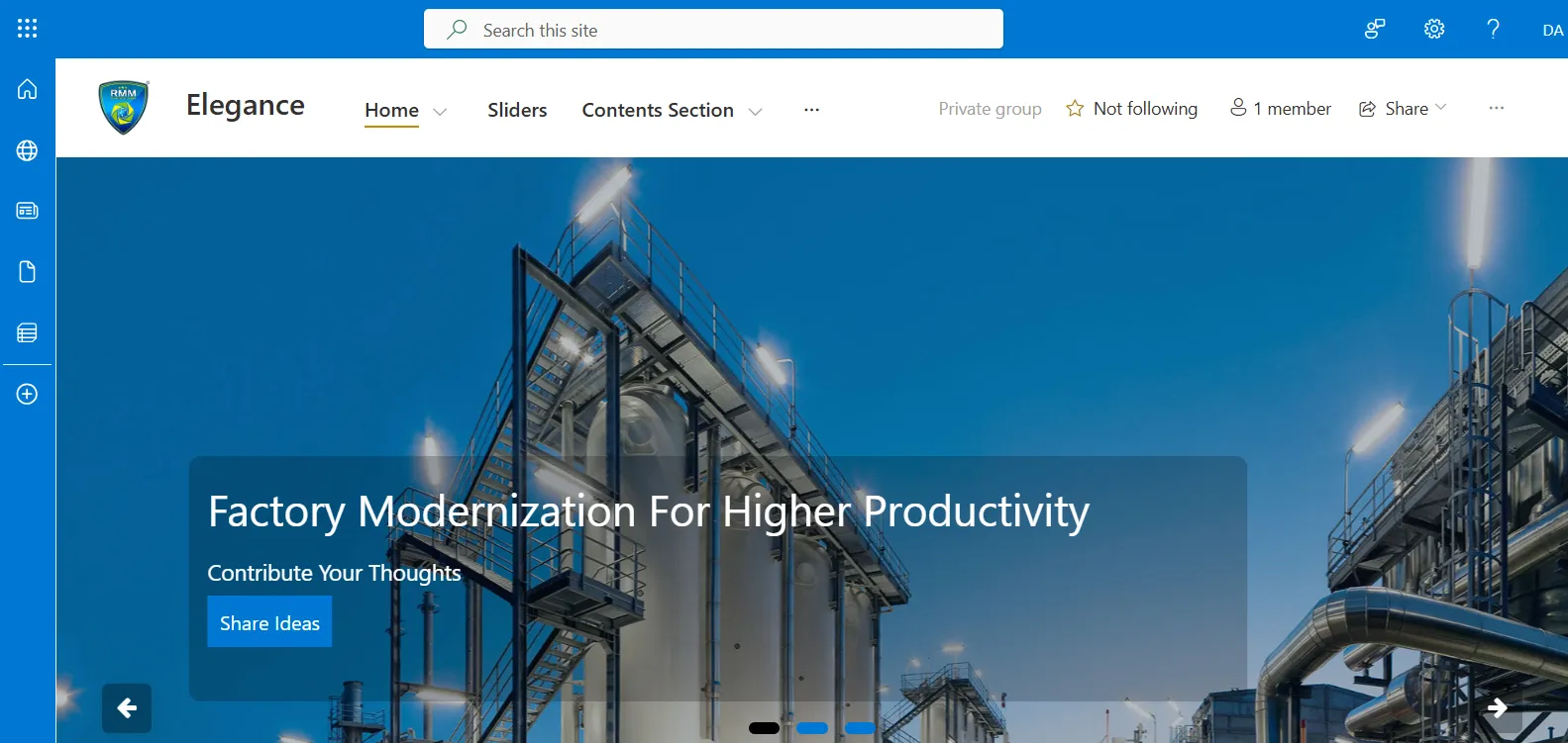 Sharepoint intranet development - Banner Slider Component web parts